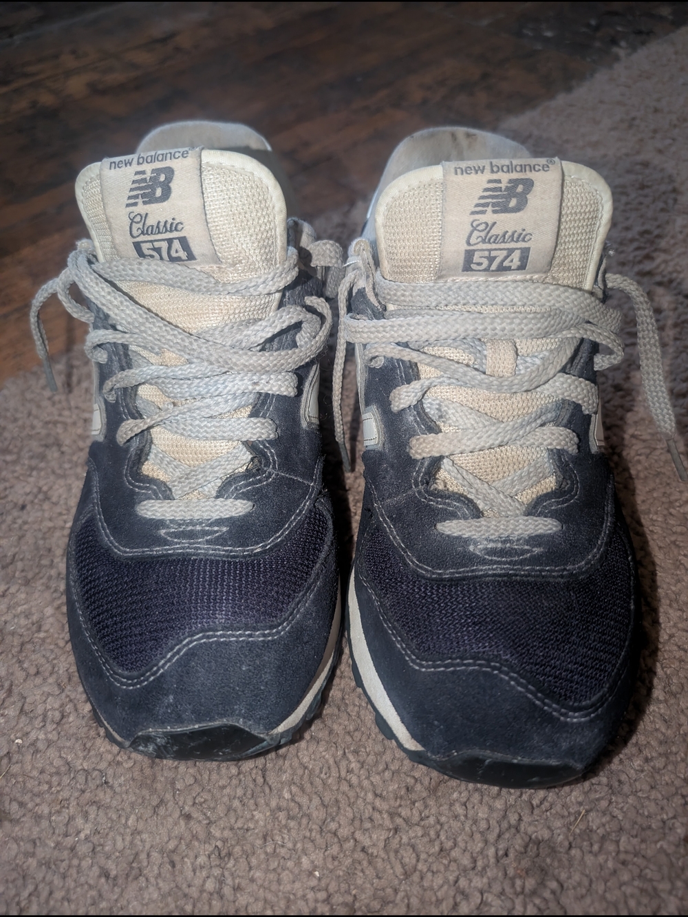 New Balance Classic 574 Sneakers in Navy and Cream